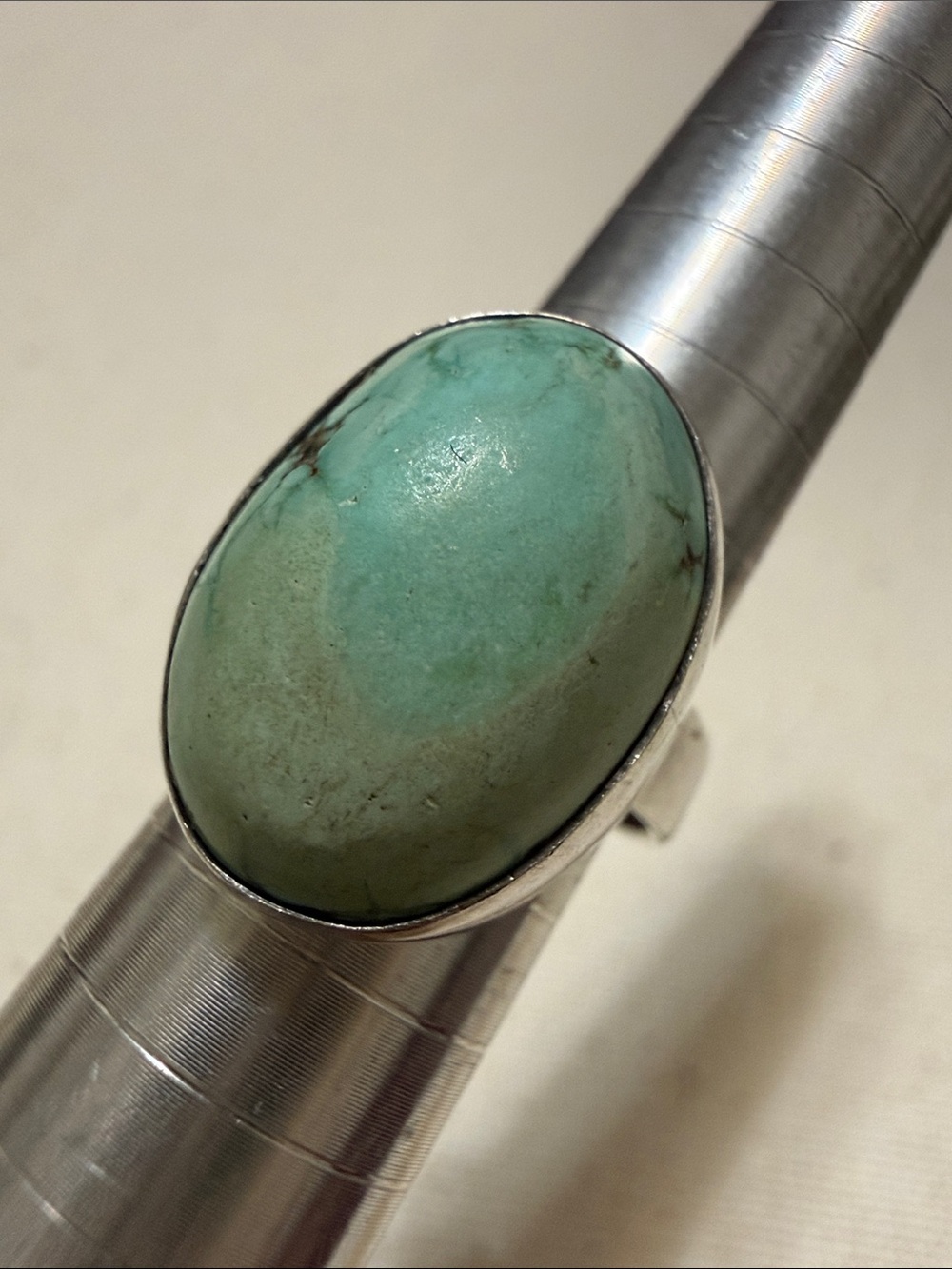 Sterling Silver 925 Oval Turquoise Stone Ring size 6.75